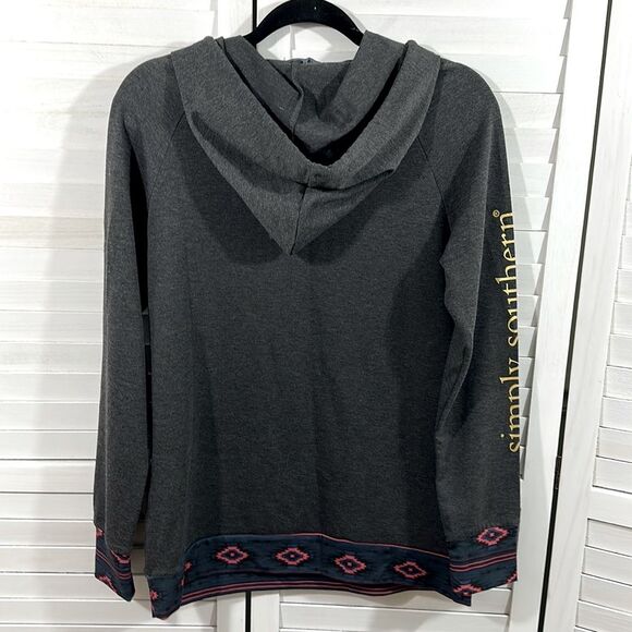 Simply Southern Small Gray Hoodie Lightweight Pullover - Picture 3 of 15